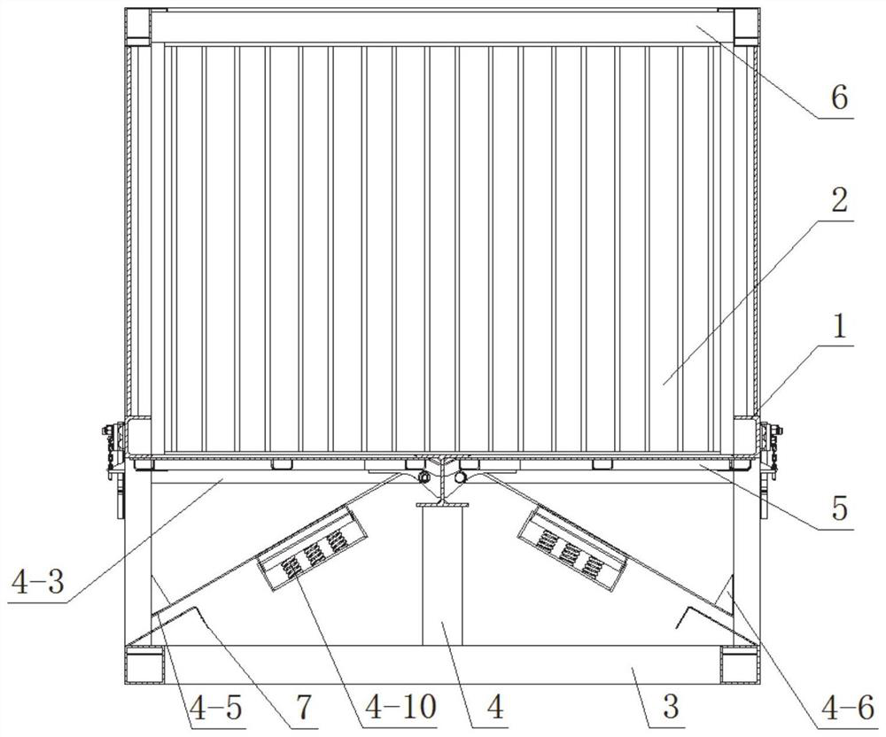 Hopper-door-type open top container and method