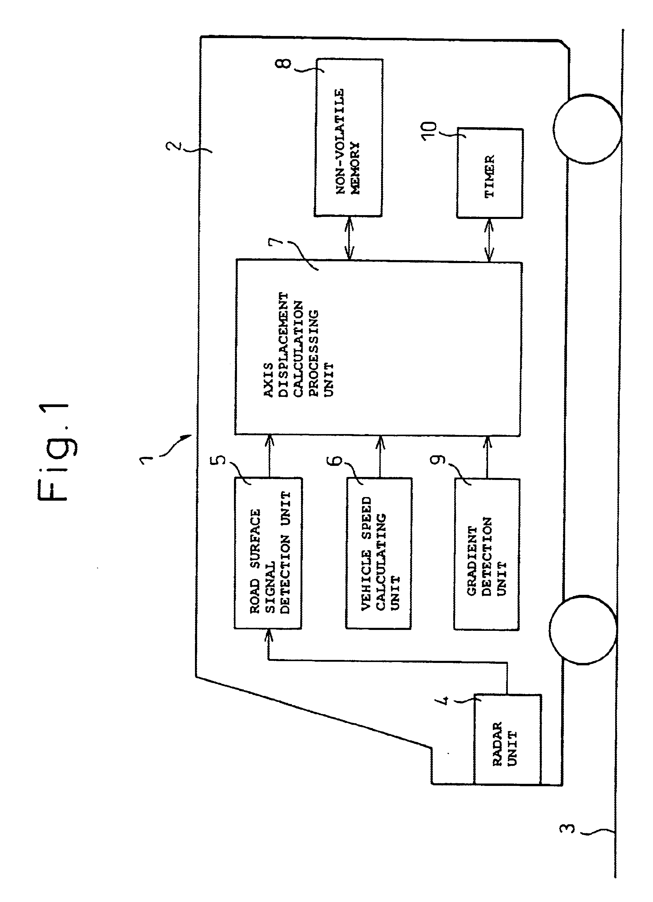 Road surface detection apparatus and apparatus for detecting upward/downward axis displacement of vehicle-mounted radar