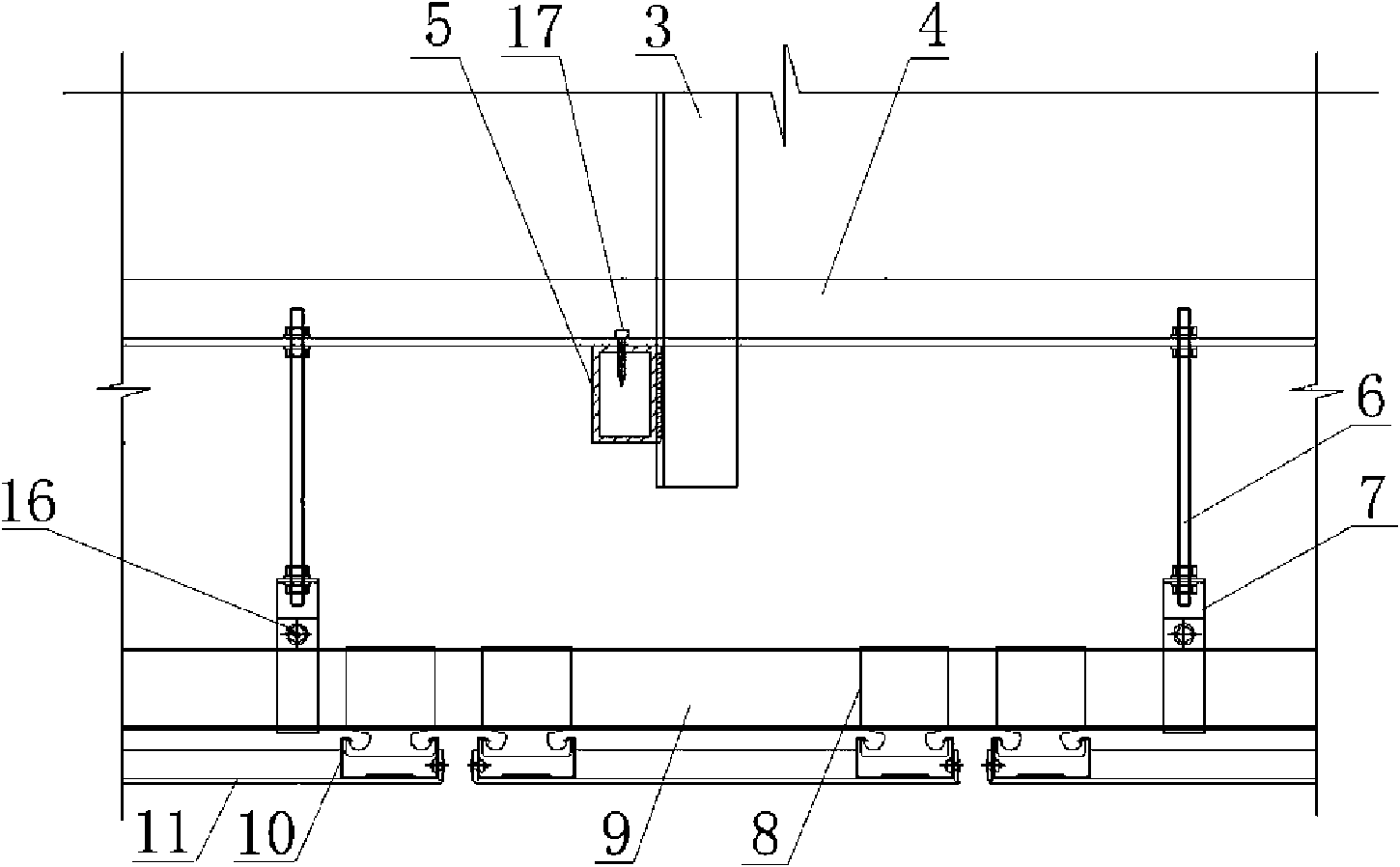 Large-area lower edge nested aluminum plate curved hung ceiling with high punching rate and construction method thereof