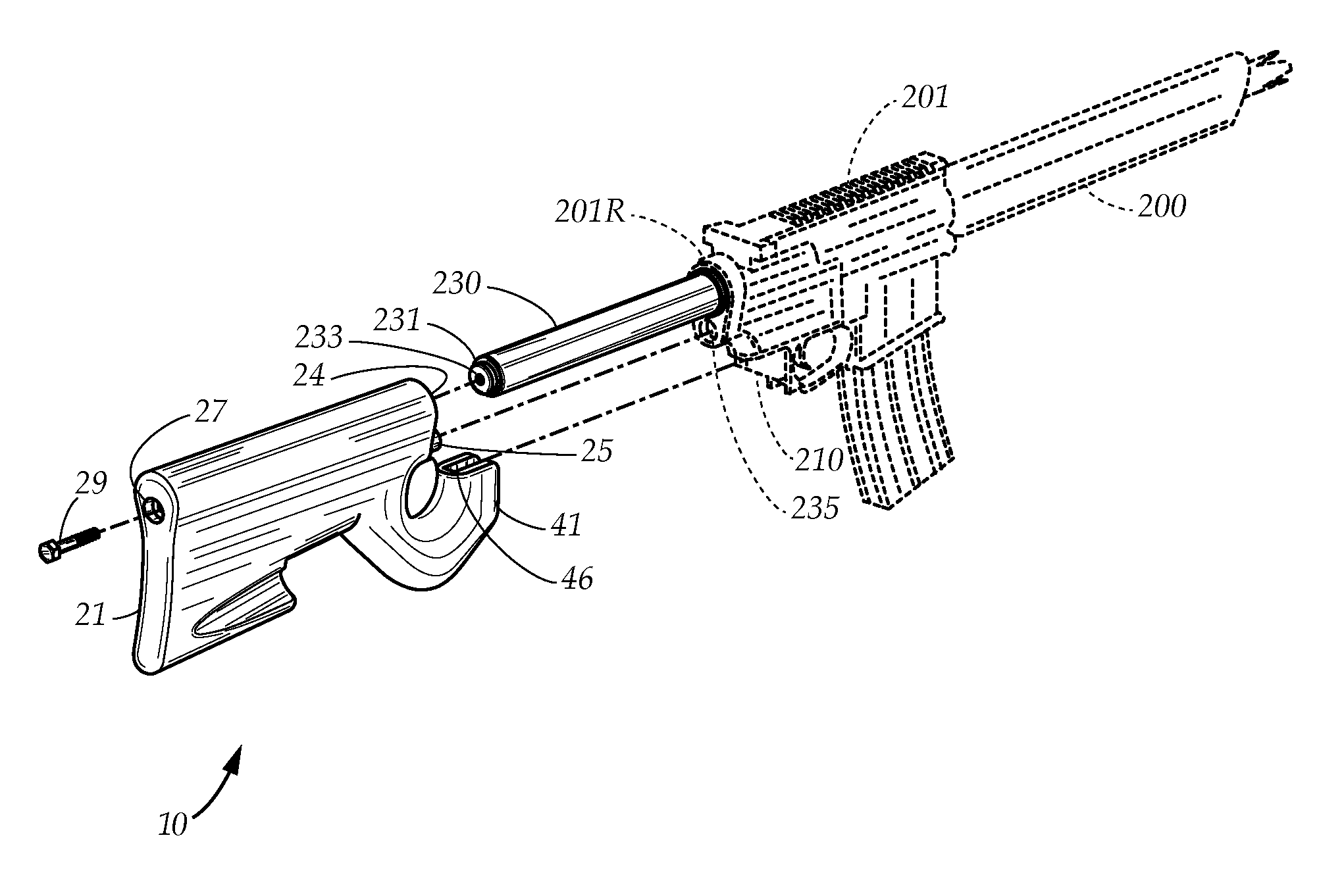 Integrated gun stock