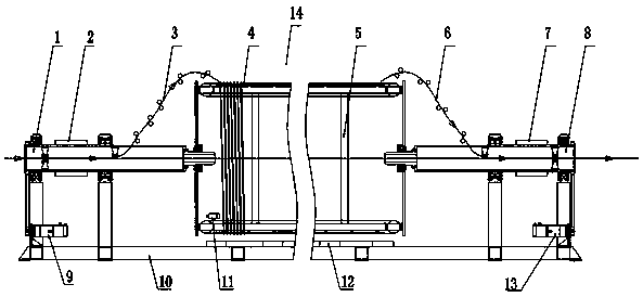 Large-capacity falling-barrel-type constant tension dynamic line storing equipment