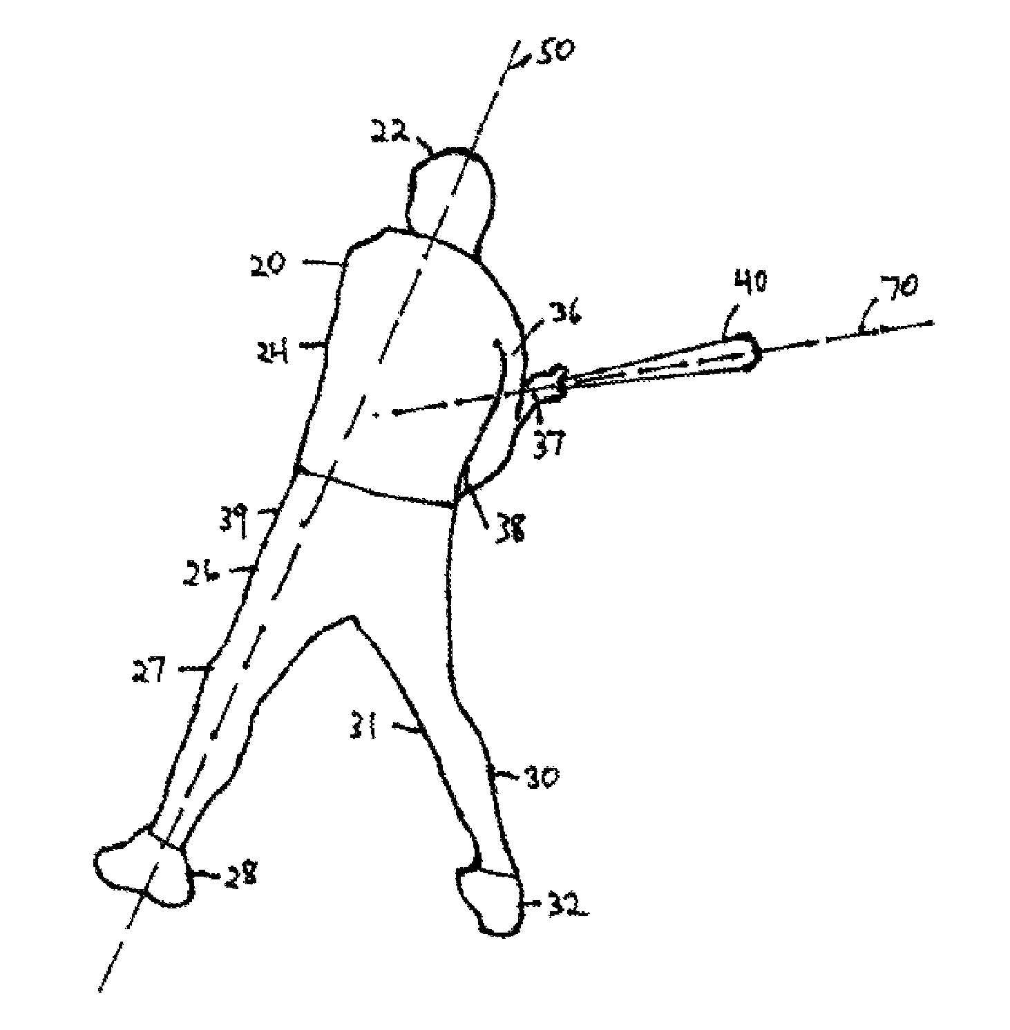 Training device and pivotal swing method for improving accuracy of hitting a ball with a bat