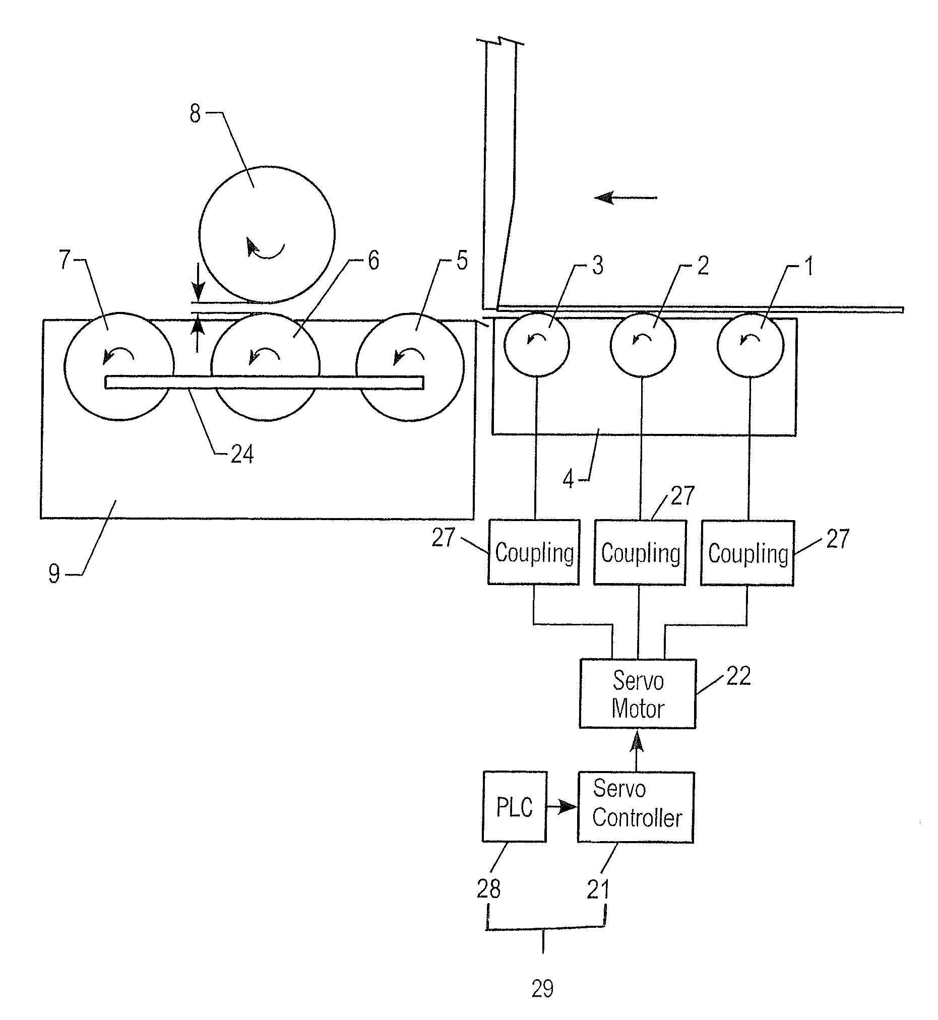 Servo edge pressing paper feeding device