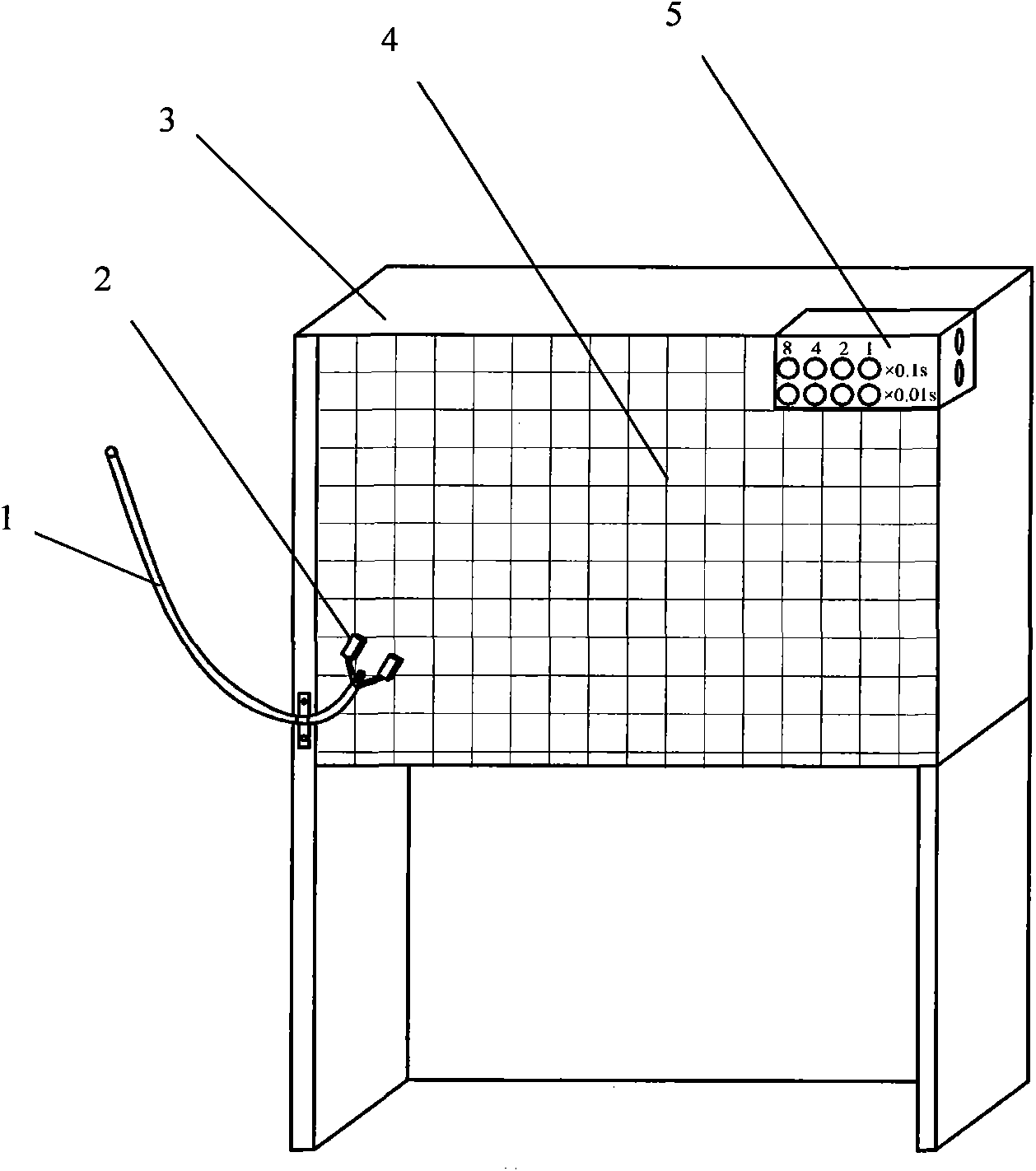 Experimental device for projectile motion study capable of displaying time in real time