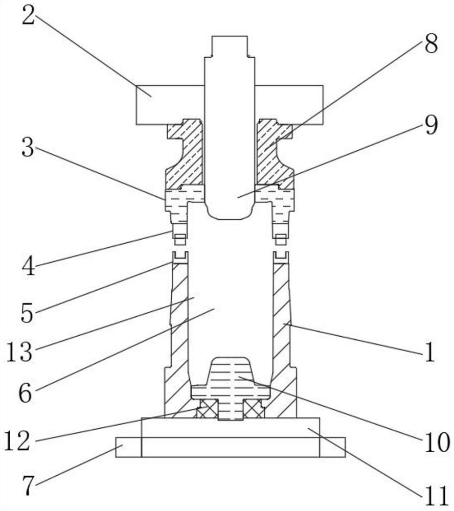 Large sleeve forming die and combined extrusion forming process thereof