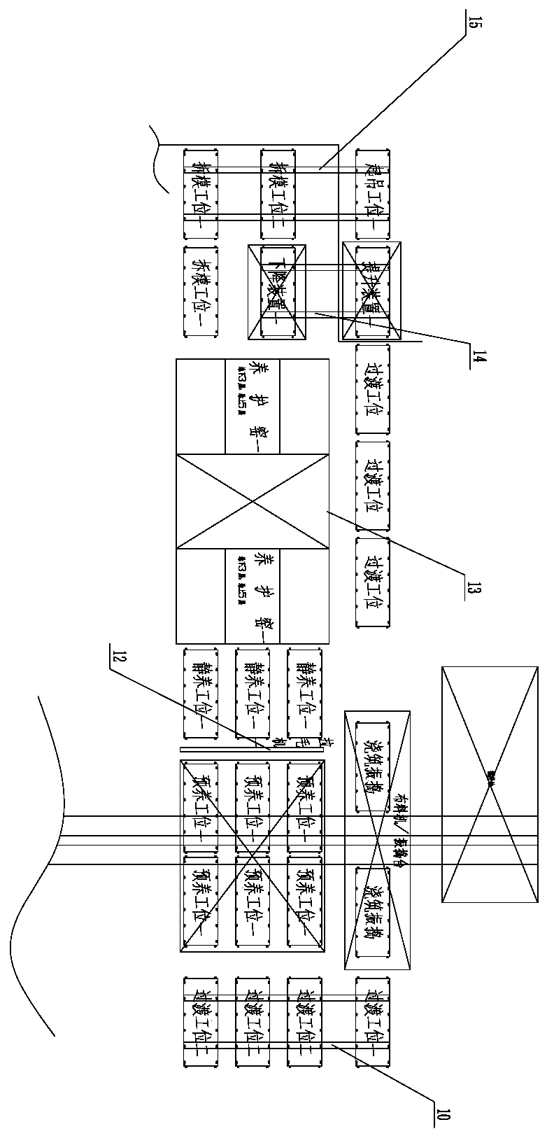 Double-layer machining line of concrete components and machining method of double-layer machining line