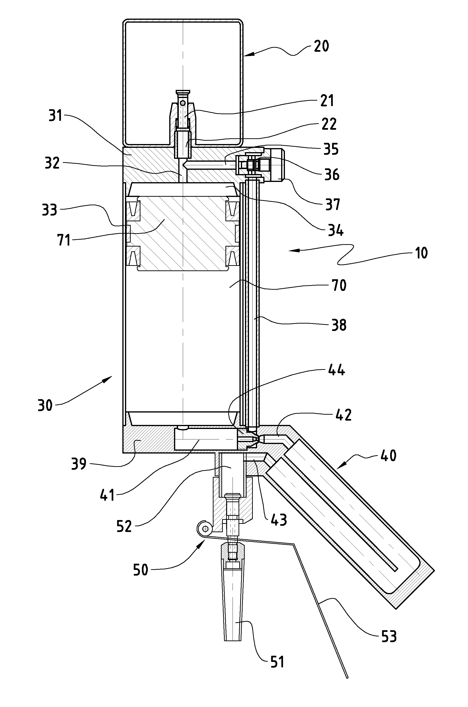 Device for foaming and delivery of liquids