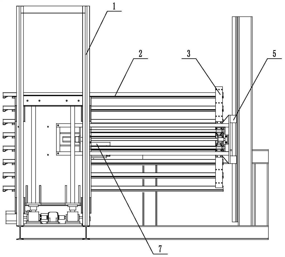 Automatic feeding and unloading equipment for veneer heat press