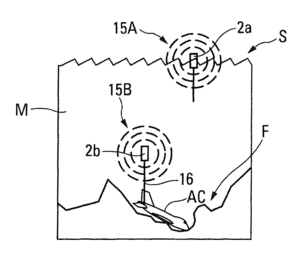 Method and device for aiding the localization of an aircraft wreck submerged in a sea