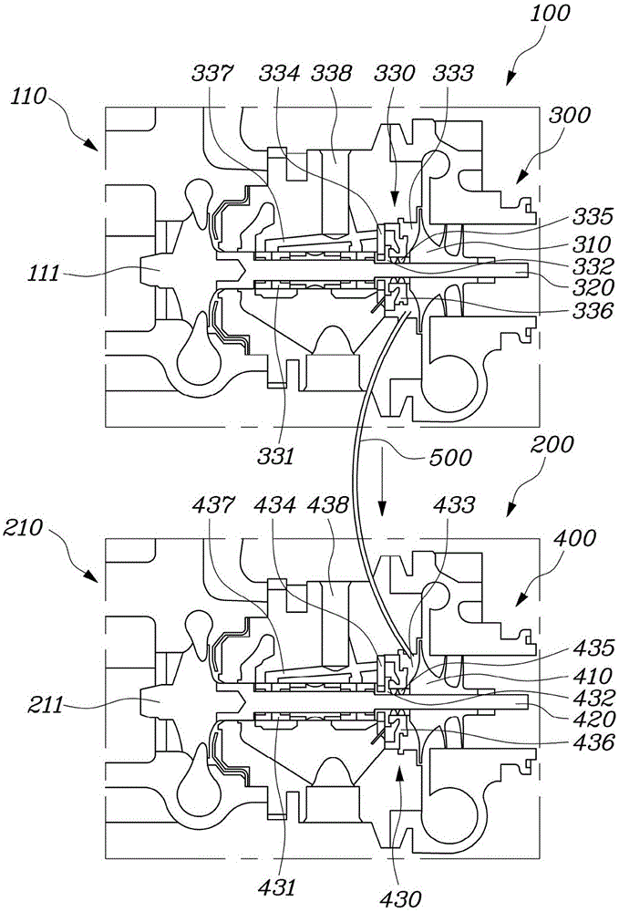 Apparatus for reducing oil leakage in two-stage turbocharger
