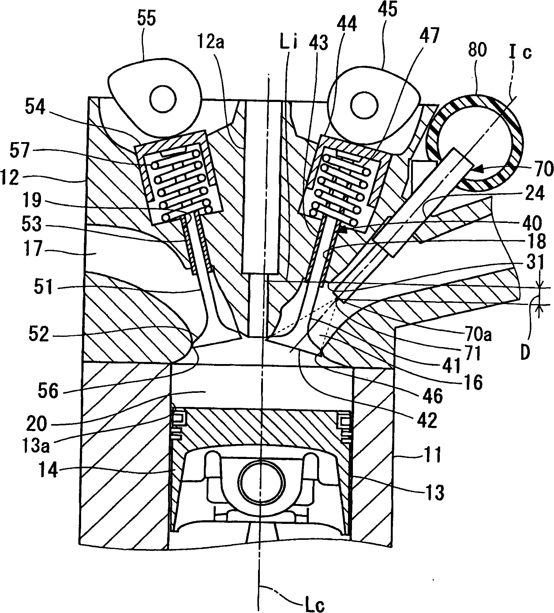 Installation structure for fuel injection valve and fuel injection system