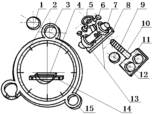 Device suitable for measuring refractive index on chalkboard to demonstrate optical refraction and reflection laws