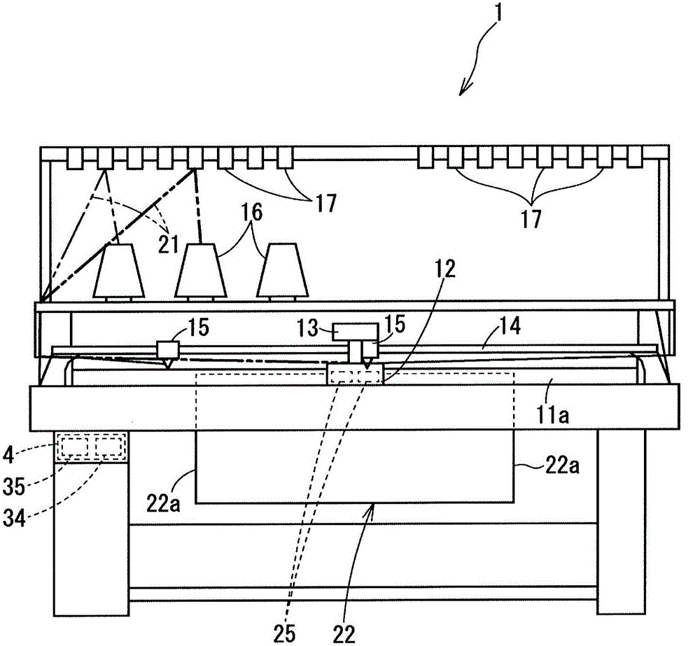 Flat knitting machine with loop forming tablet and its control method
