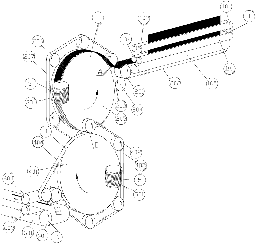 Combing textile process and combing head structure thereof