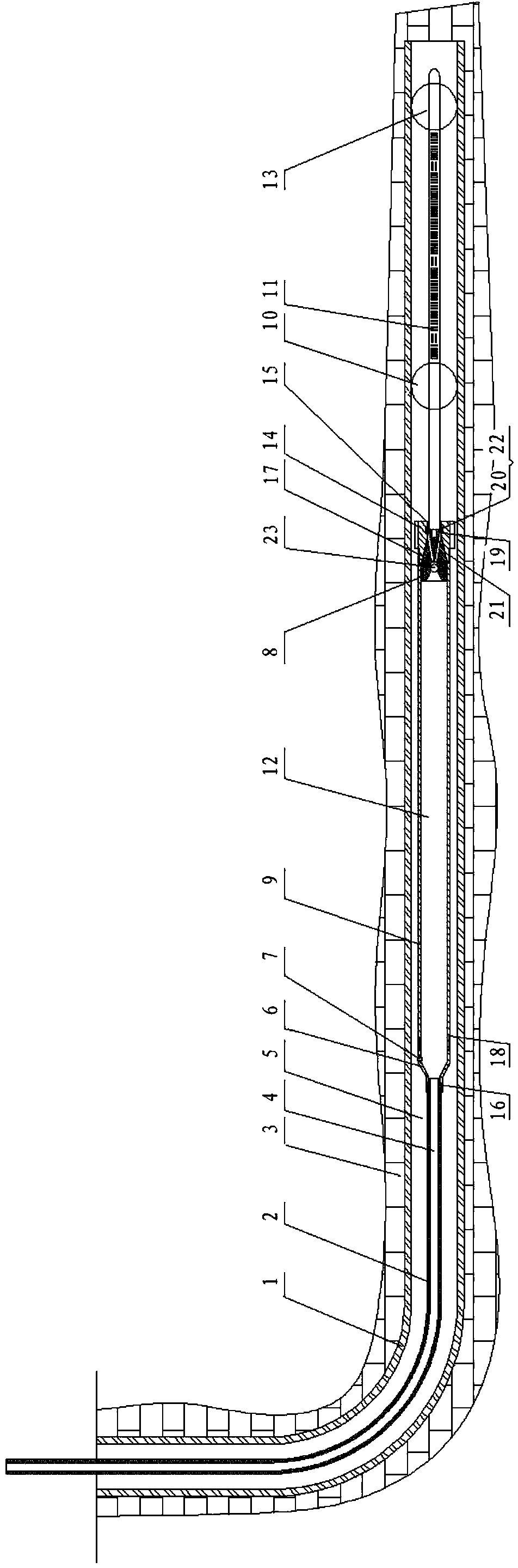 Device and method for integrating well dredging and well flushing, and well logging of cement bond well cementing quality