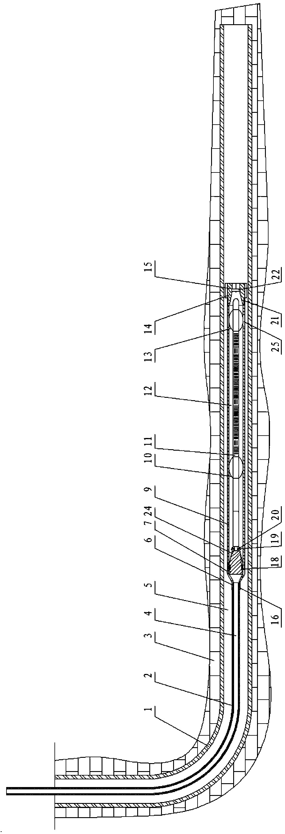 Device and method for integrating well dredging and well flushing, and well logging of cement bond well cementing quality