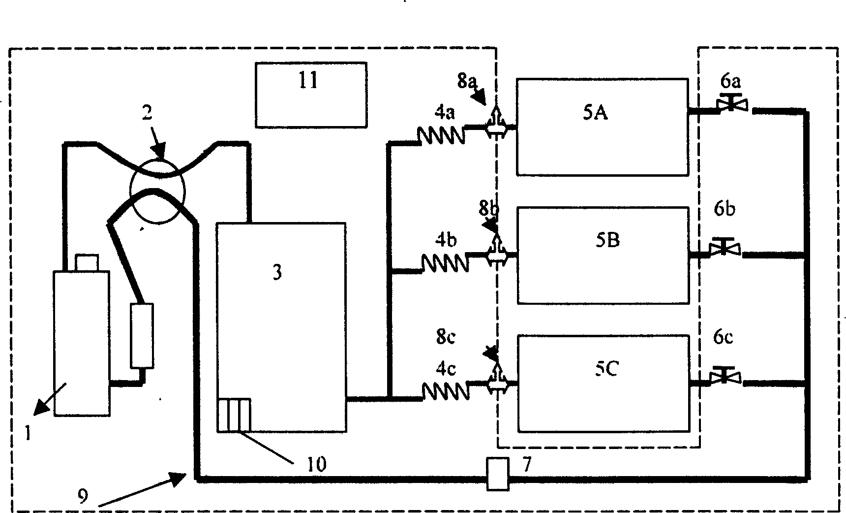 Triple-evaporator air conditioner and variable frequency control method