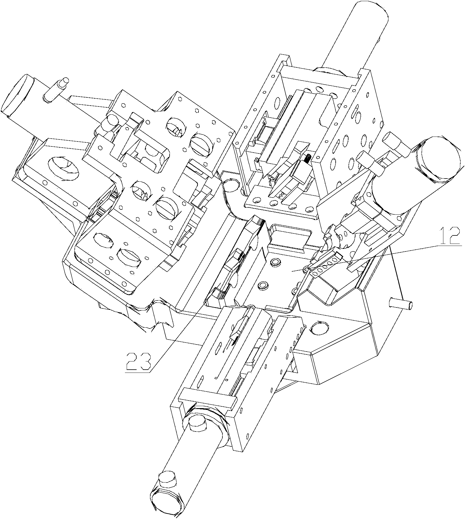 Automobile tailpipe port forming die and die replacing method