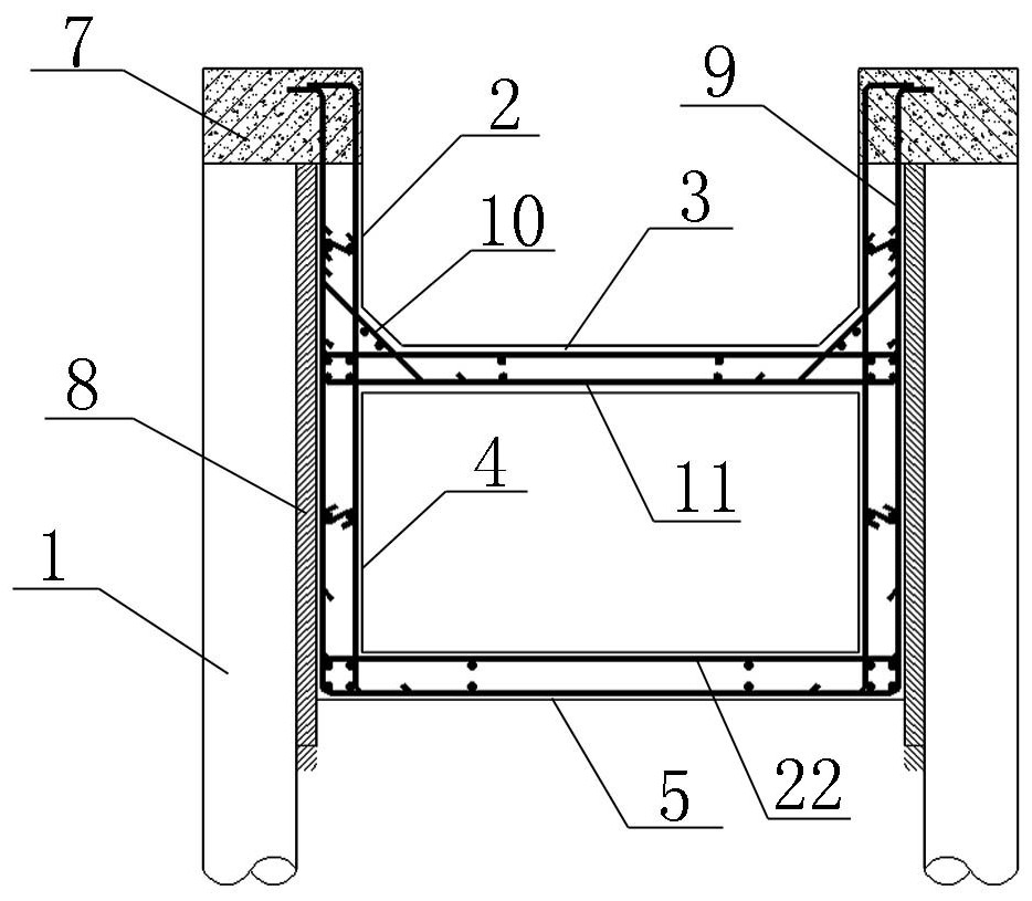 Cover-excavation top-down underground passage structure and construction method thereof
