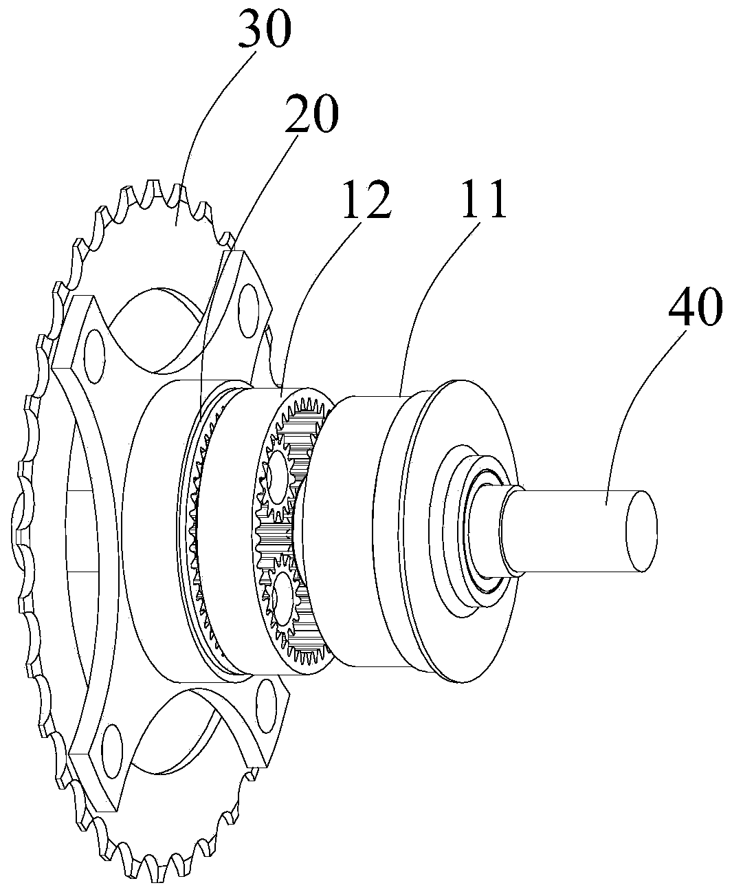 Split type driving and speed changing device and electric power-assisted bicycle