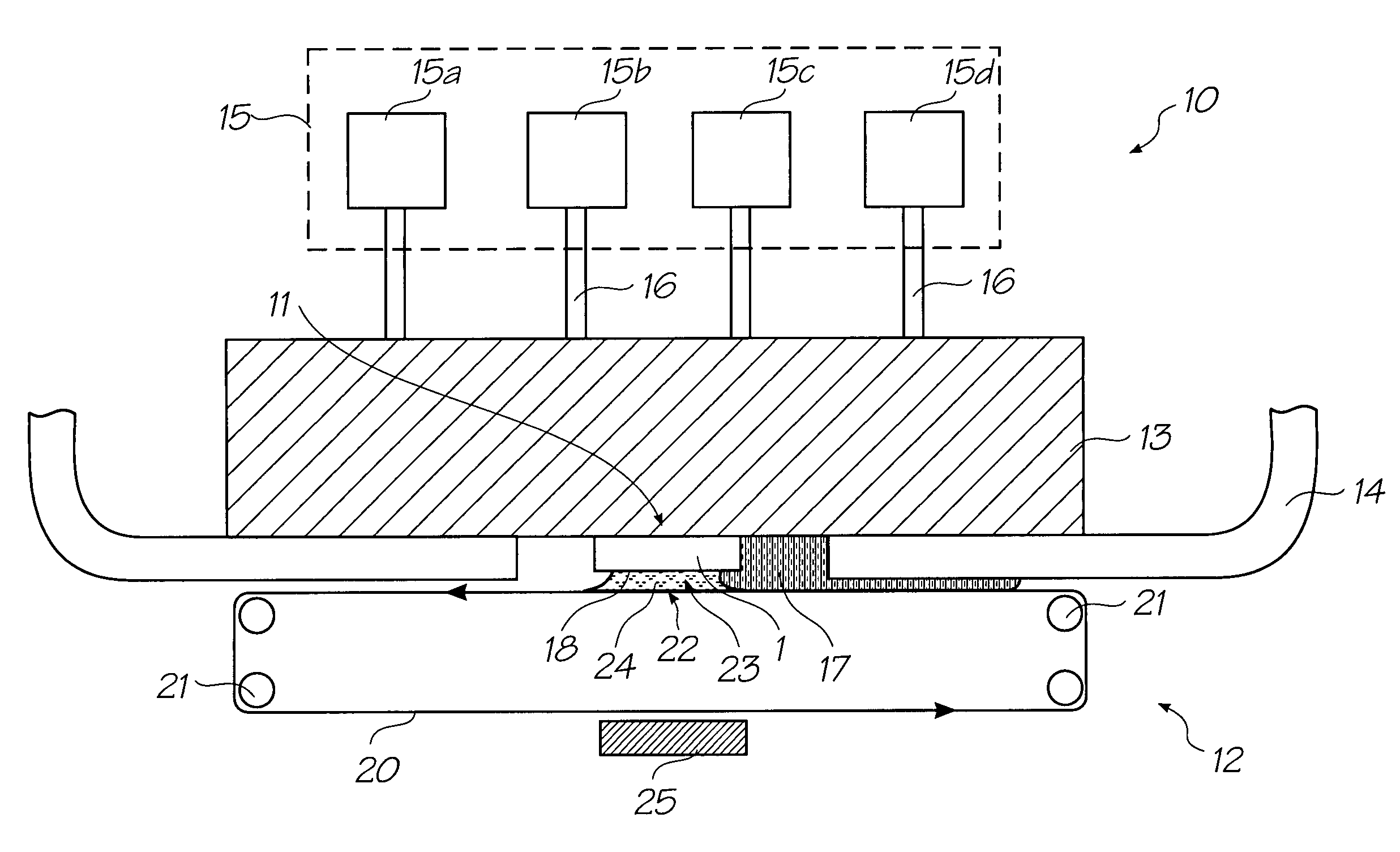 Printhead maintenance assembly with film transport of ink