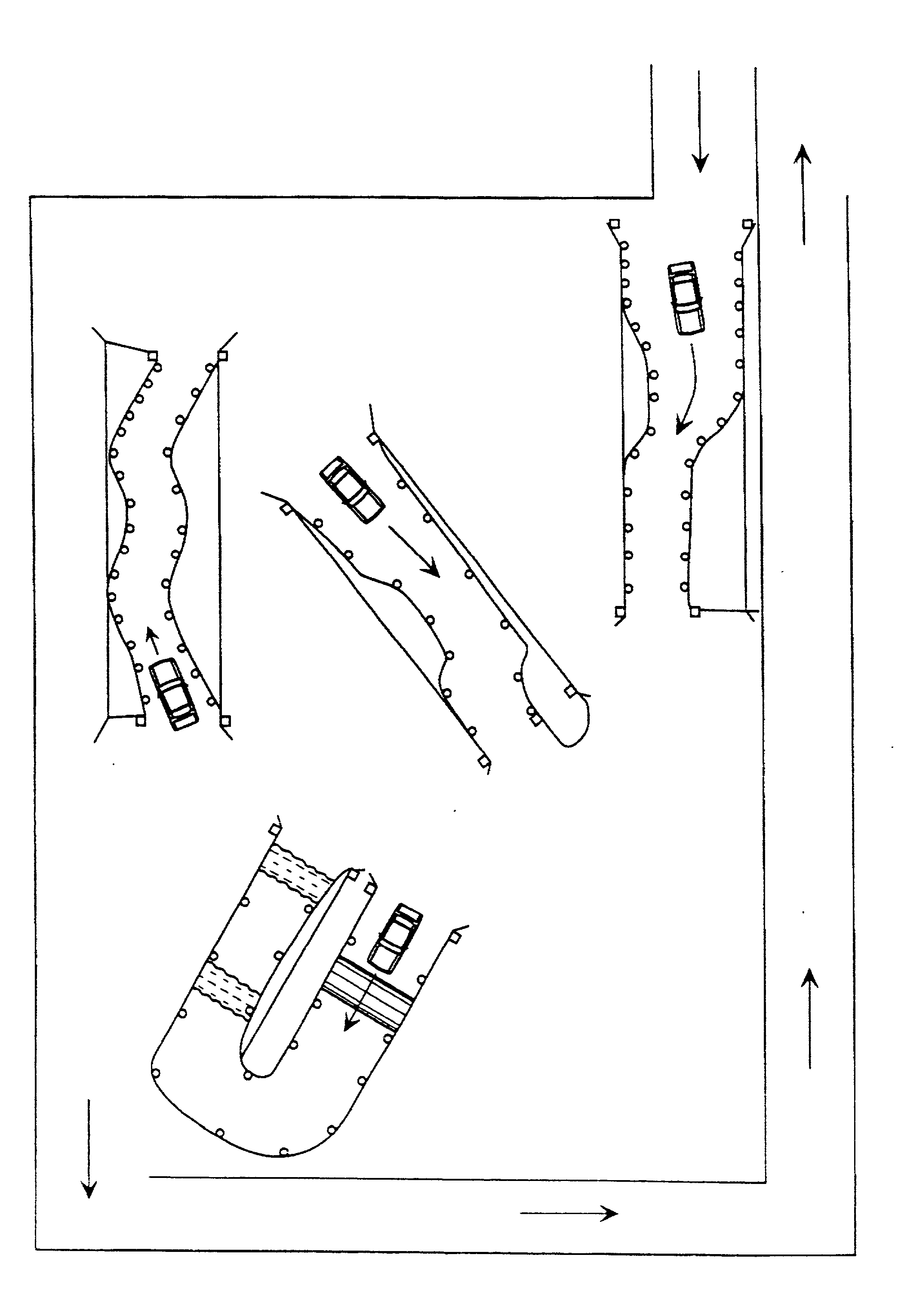 Amusement area devoted and structured for skilled maneuvering of a vehicle