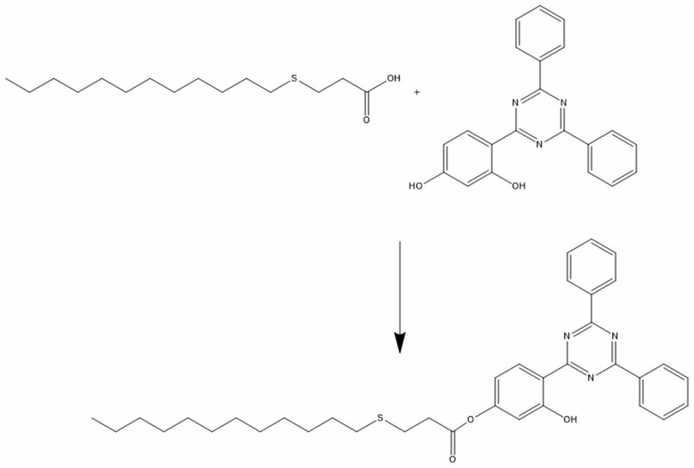 Multifunctional triazine ultraviolet absorbent with thioether antioxidant structure and preparation method of multifunctional triazine ultraviolet absorbent