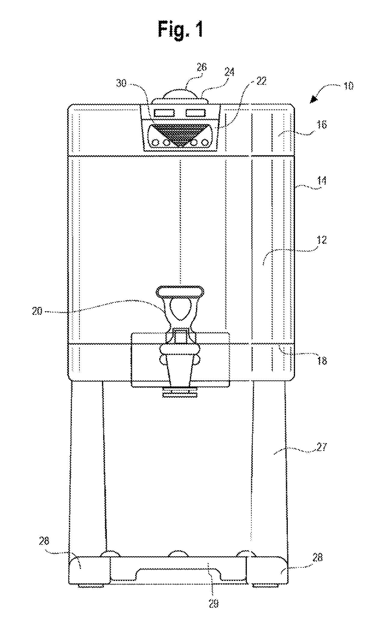 Beverage dispenser with capacitive level sensor and display and method