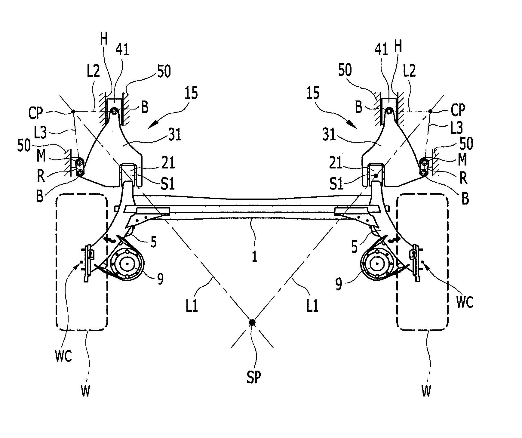 Coupled torsion beam axle type suspension system