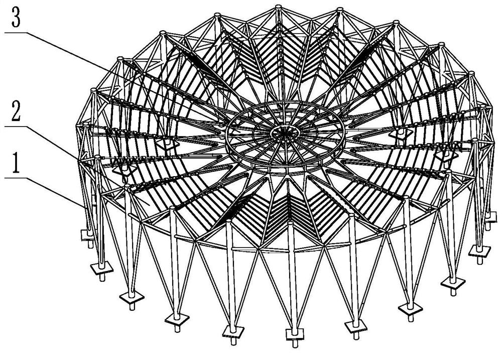 Inclined column truss inhaul cable large-span steel structure