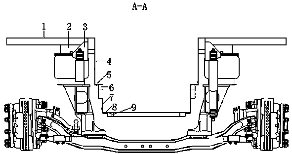 Fixing structure of front two-step bus air suspension