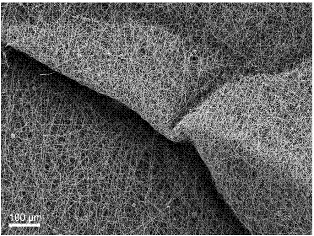 Electrostatic spinning-carbonization preparation method of foldable flexible pure nanometer carbon fiber