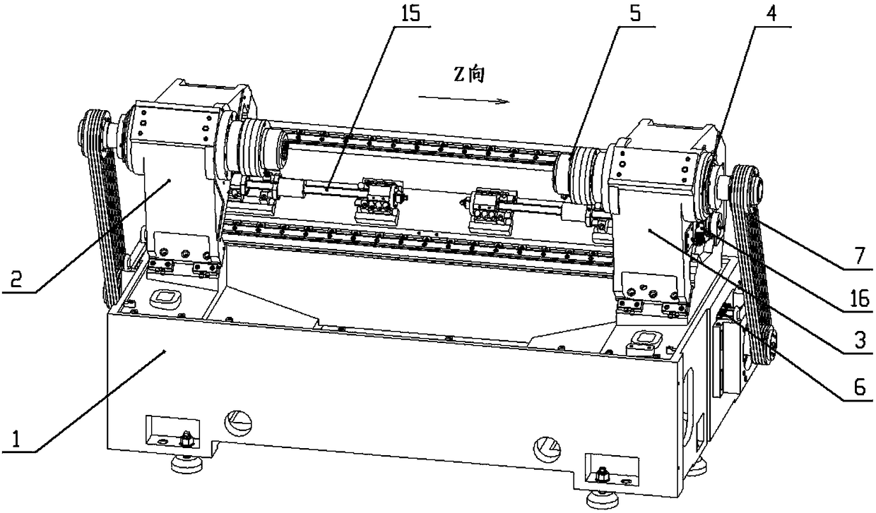 A CNC lathe with inclined bed, double spindles, double rows of cutters and automatic loading and unloading inside the machine