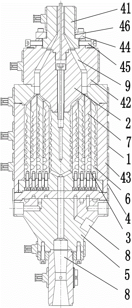 Five-layer coextrusion plastic pipe forming die