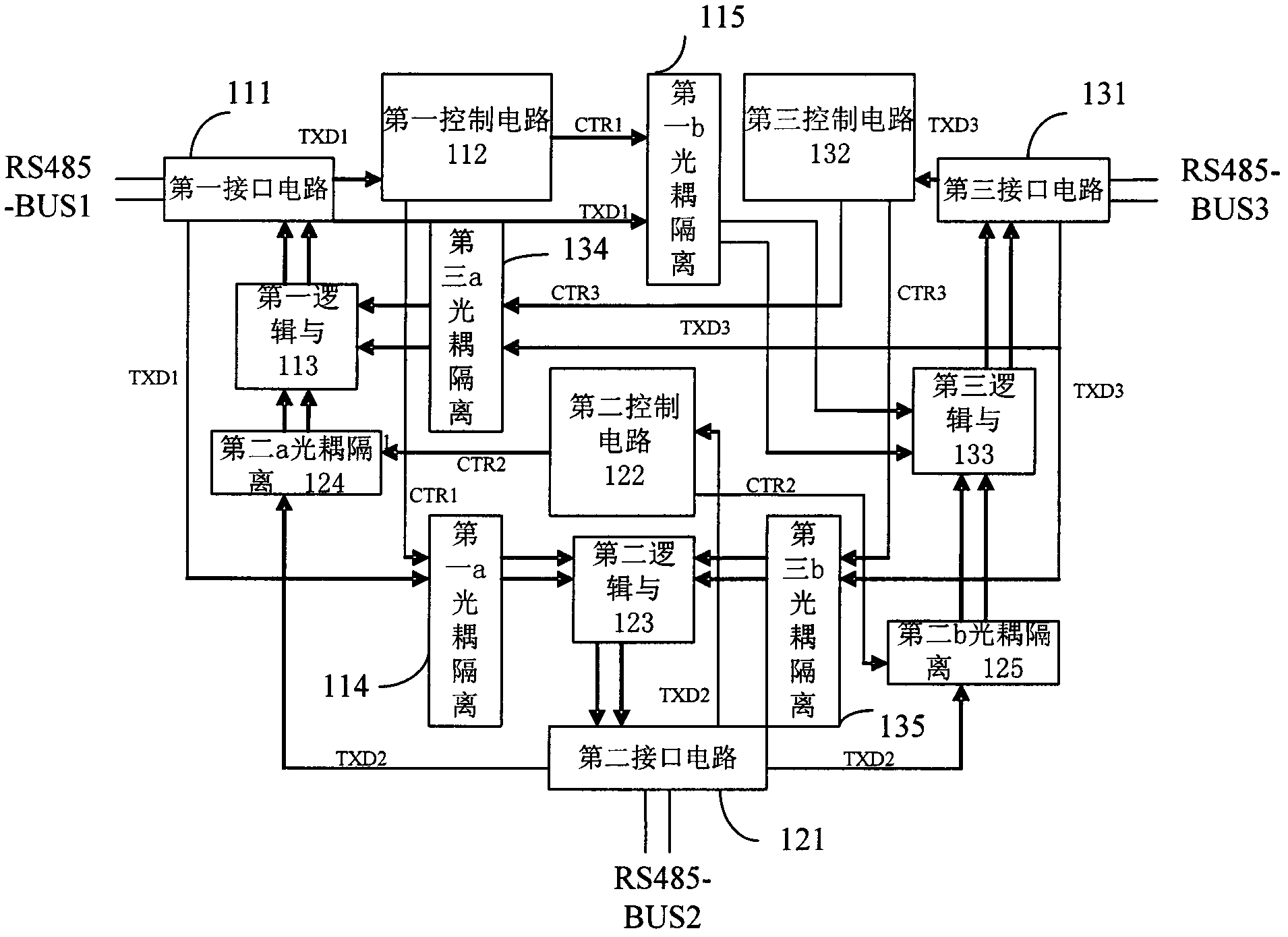 RS485 splitter and forming method