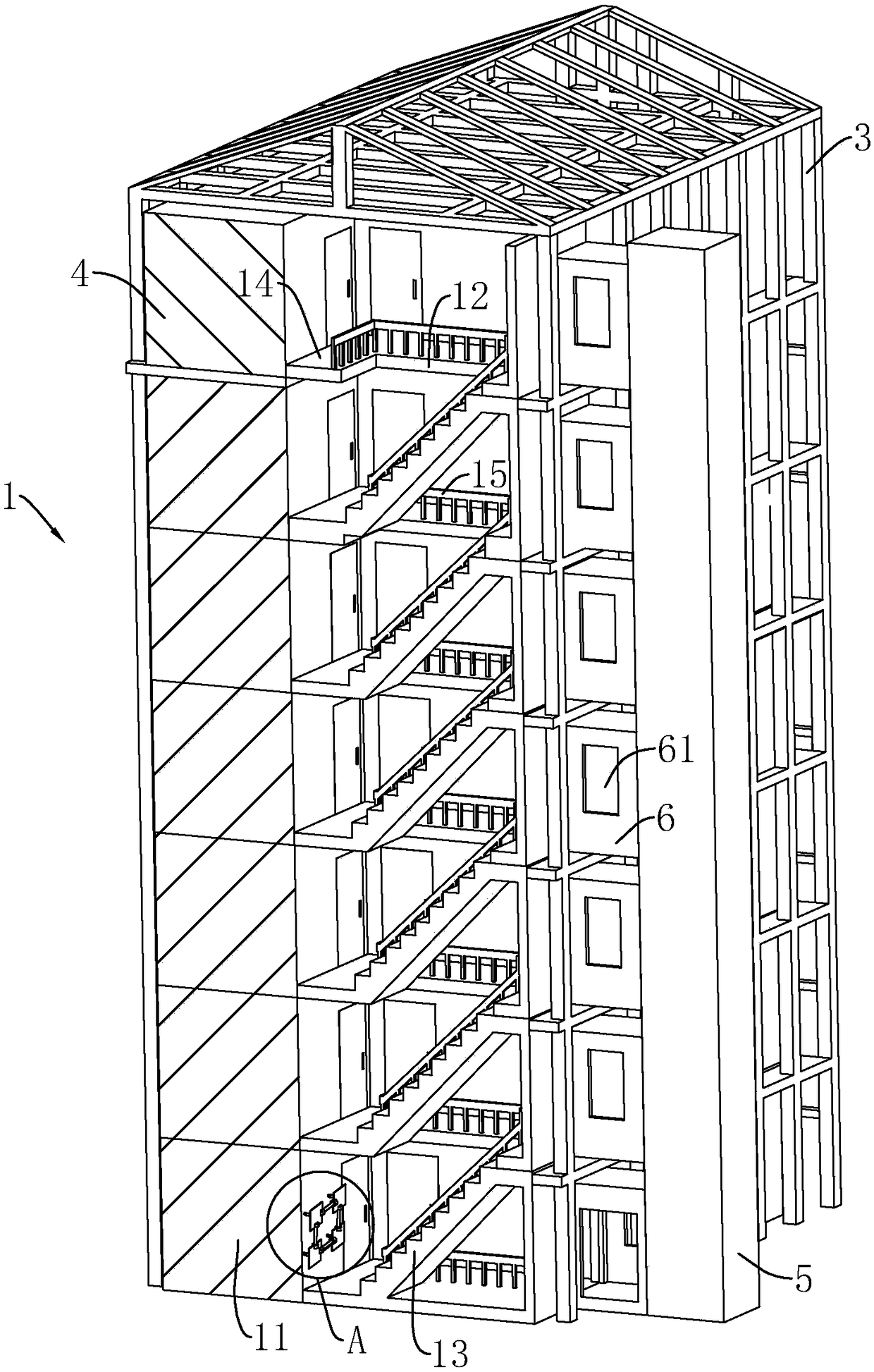 Reinforcement and storey-addition reconstruction structure for old building