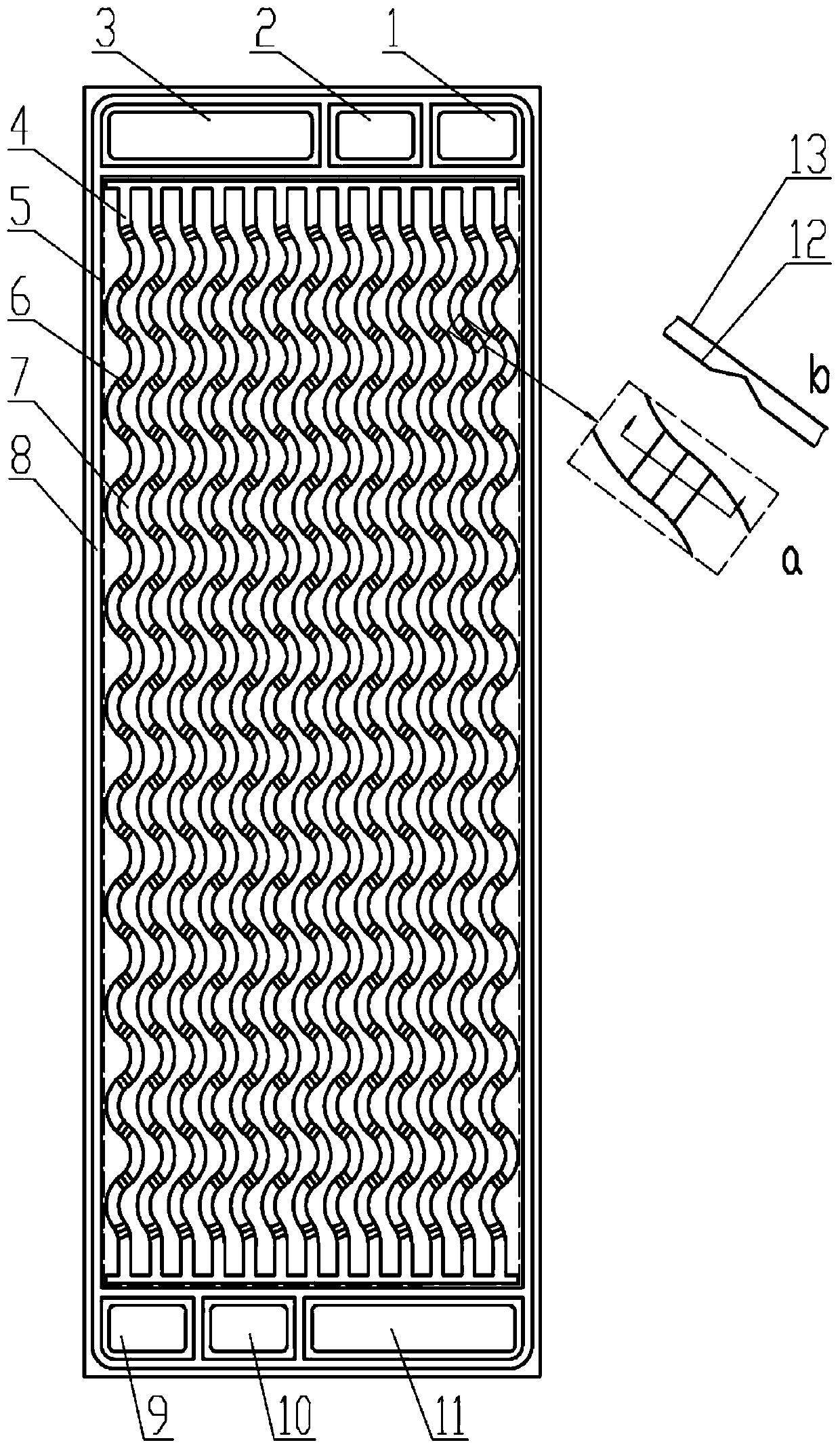 Metal bipolar plate flow field runner structure of fuel cell