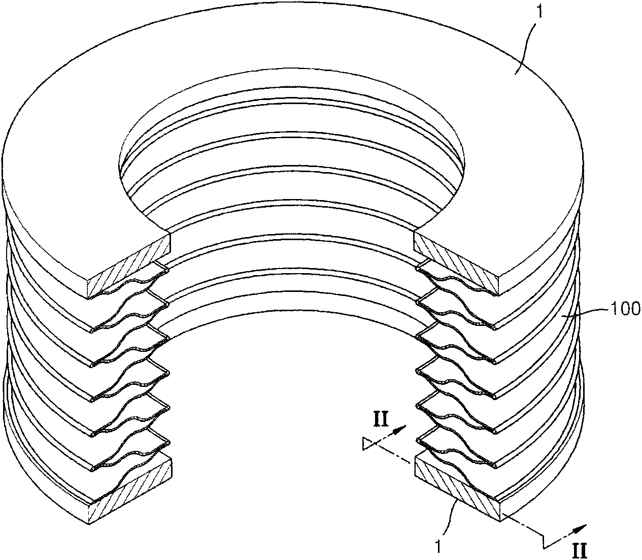 Cooling ring for welding bellows generating less metal powder