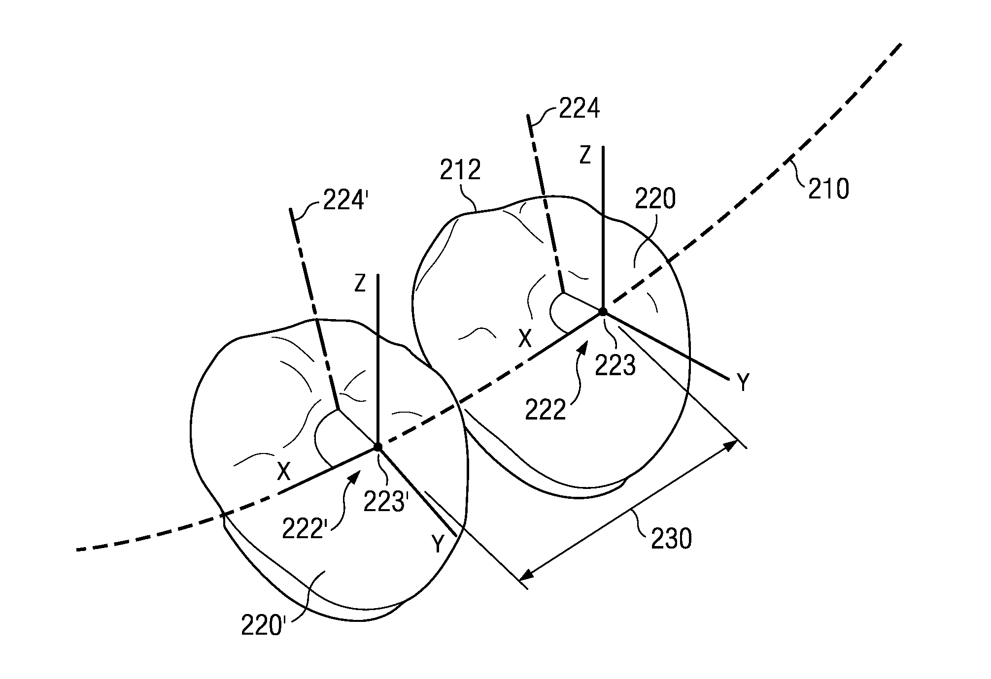 Method and system for measuring tooth displacements on a virtual three-dimensional model