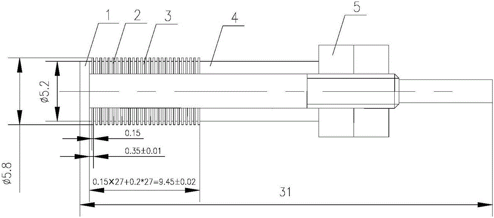 Stacking-type combined electrode for electrosparking of micro inner grooves of slow wave structure and manufacturing method of stacking-type combined electrode