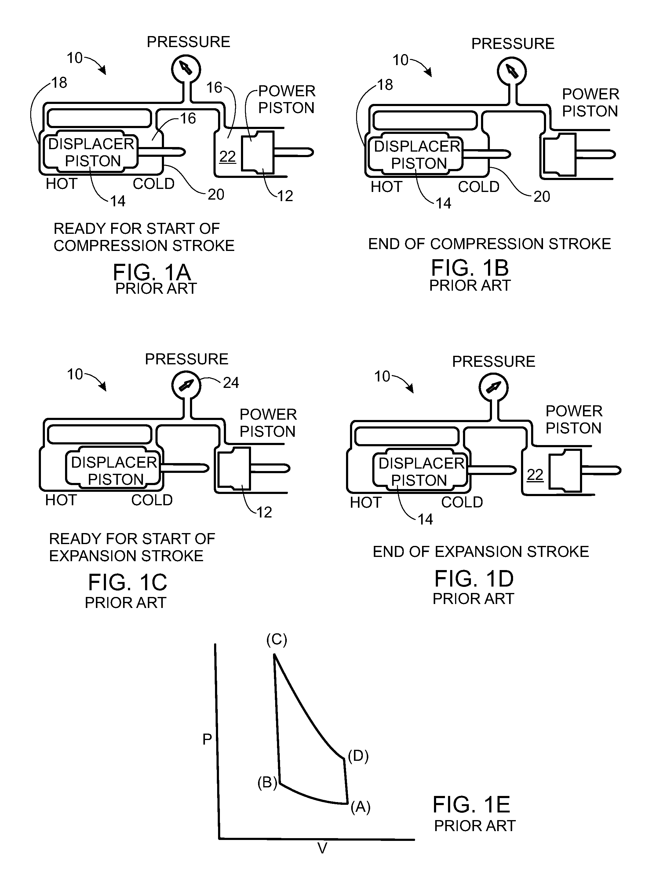 Stirling cycle machine with airlock pressure regulator and burner controls