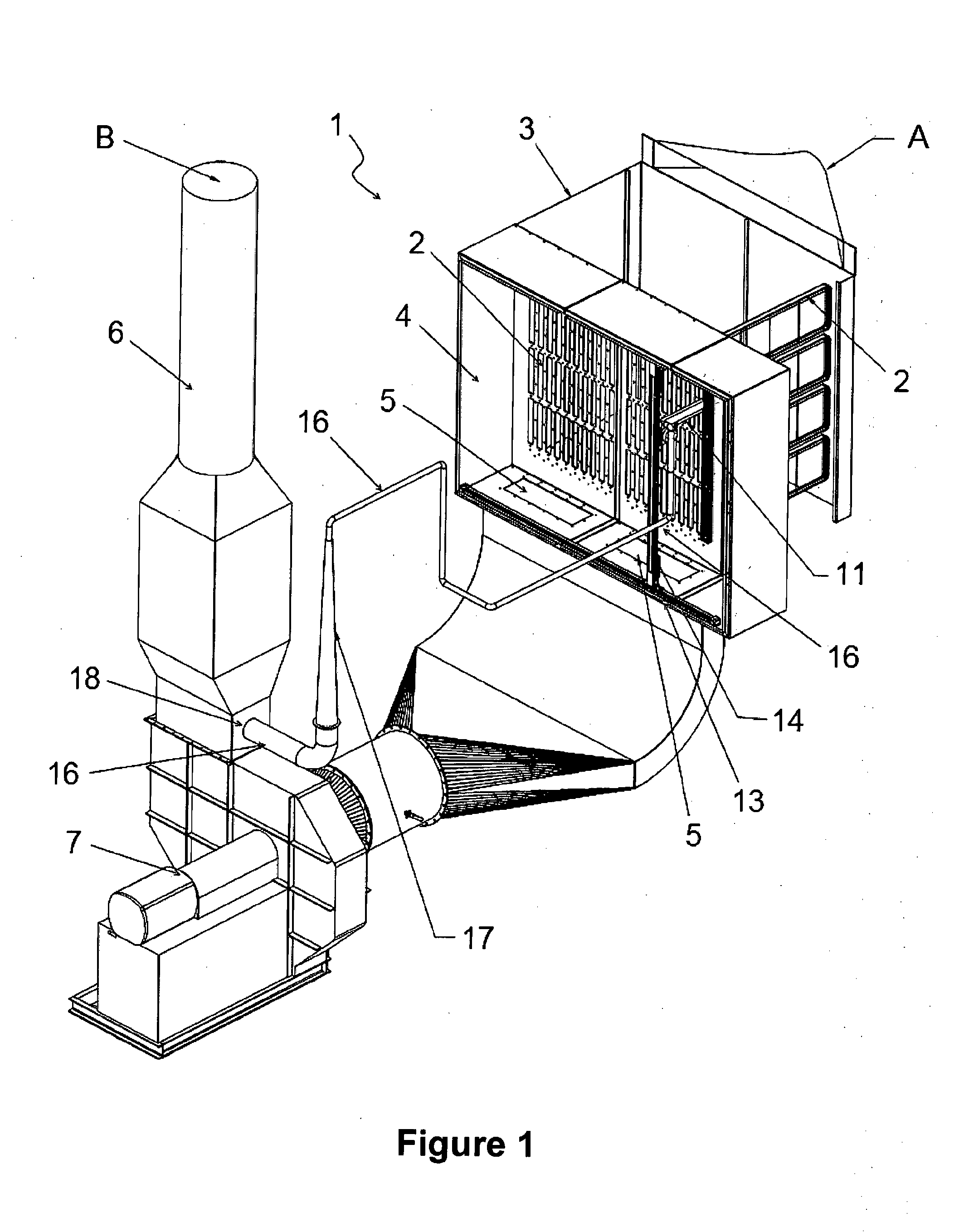 Telescopic cleaning system for exhaust air filters
