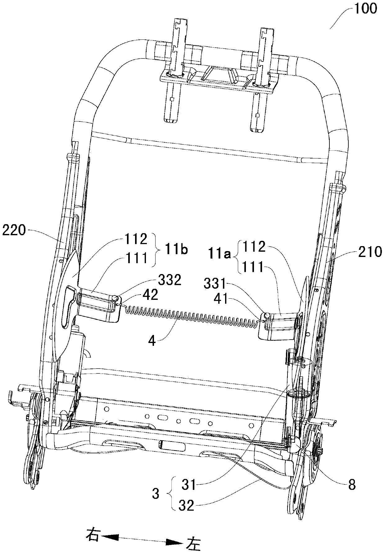 Adjusting component for adjusting width of side wing of vehicle seat