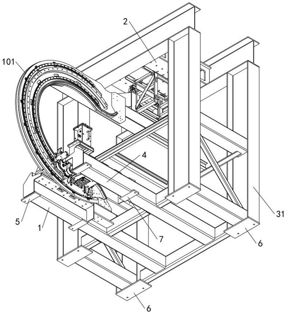 C-shaped inner rack rotation center debugging method and C-shaped inner rack mounting structure