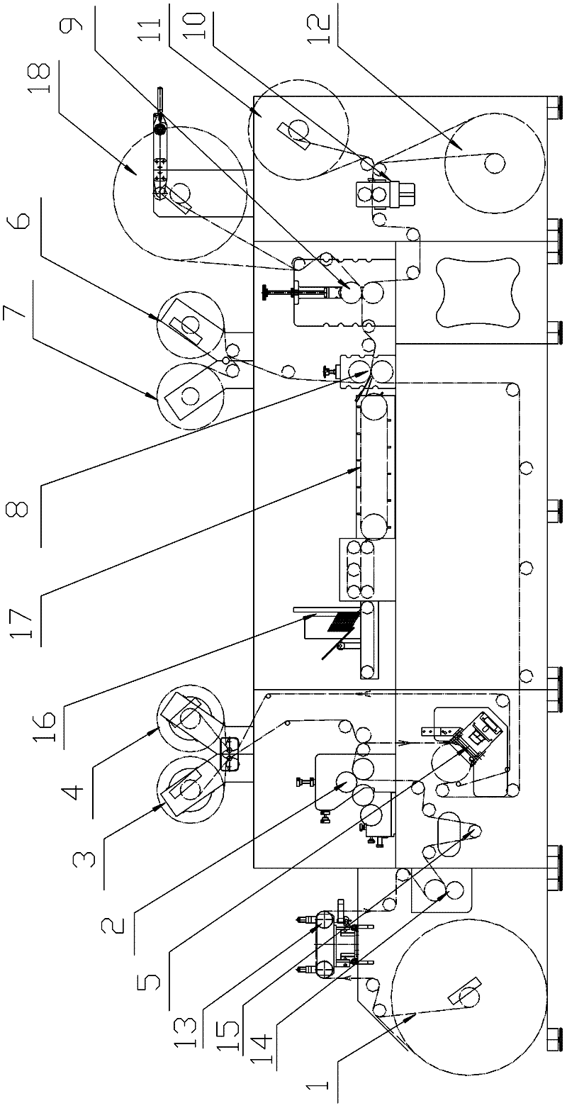 Label implanting type multifunctional rotary die-cutting machine