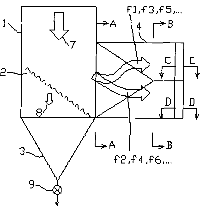 Zig air flue K-shaped flow equalizing apparatus with flyash separation