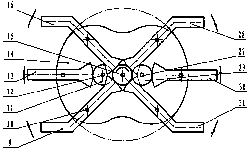 Gear oscillating bar type pneumatic spider robot