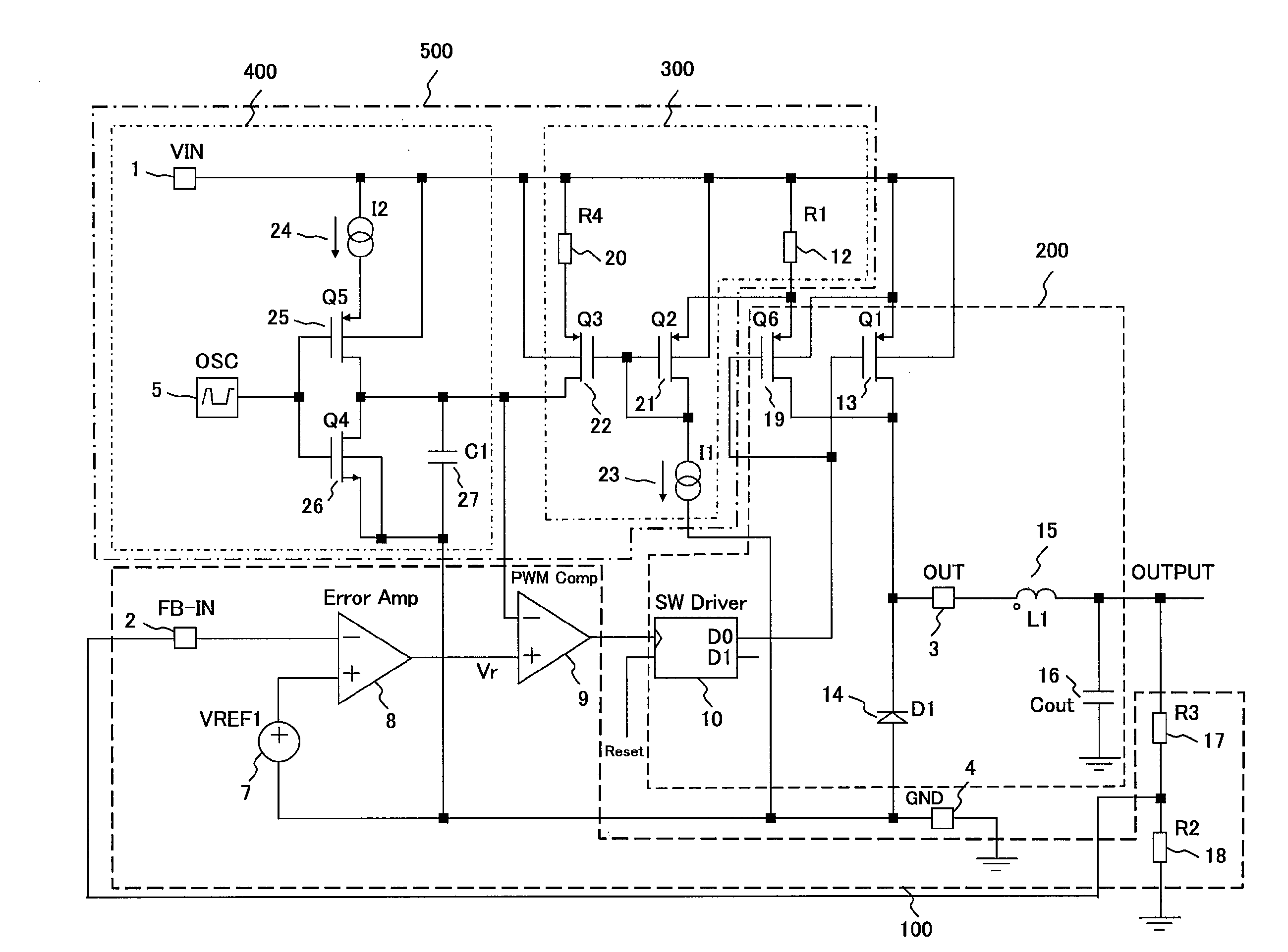 Current negative-feedback circuit and dc-dc converter using the circuit