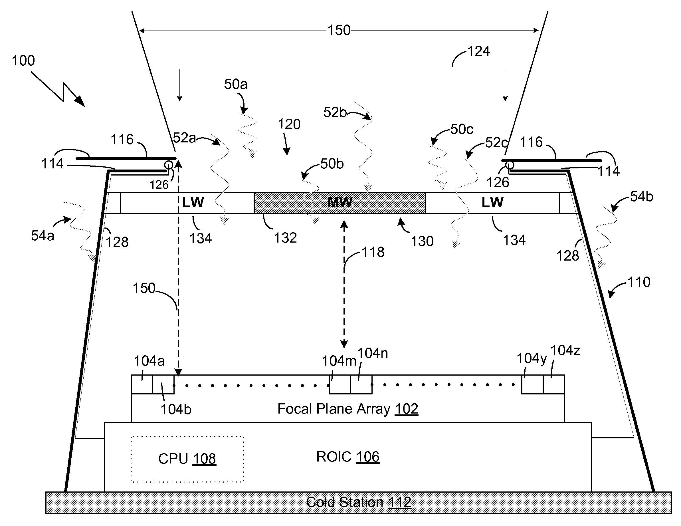 Image Sensor Having A Variable Aperture And Mono-Color Focal Plane Array For Dual Color Detection