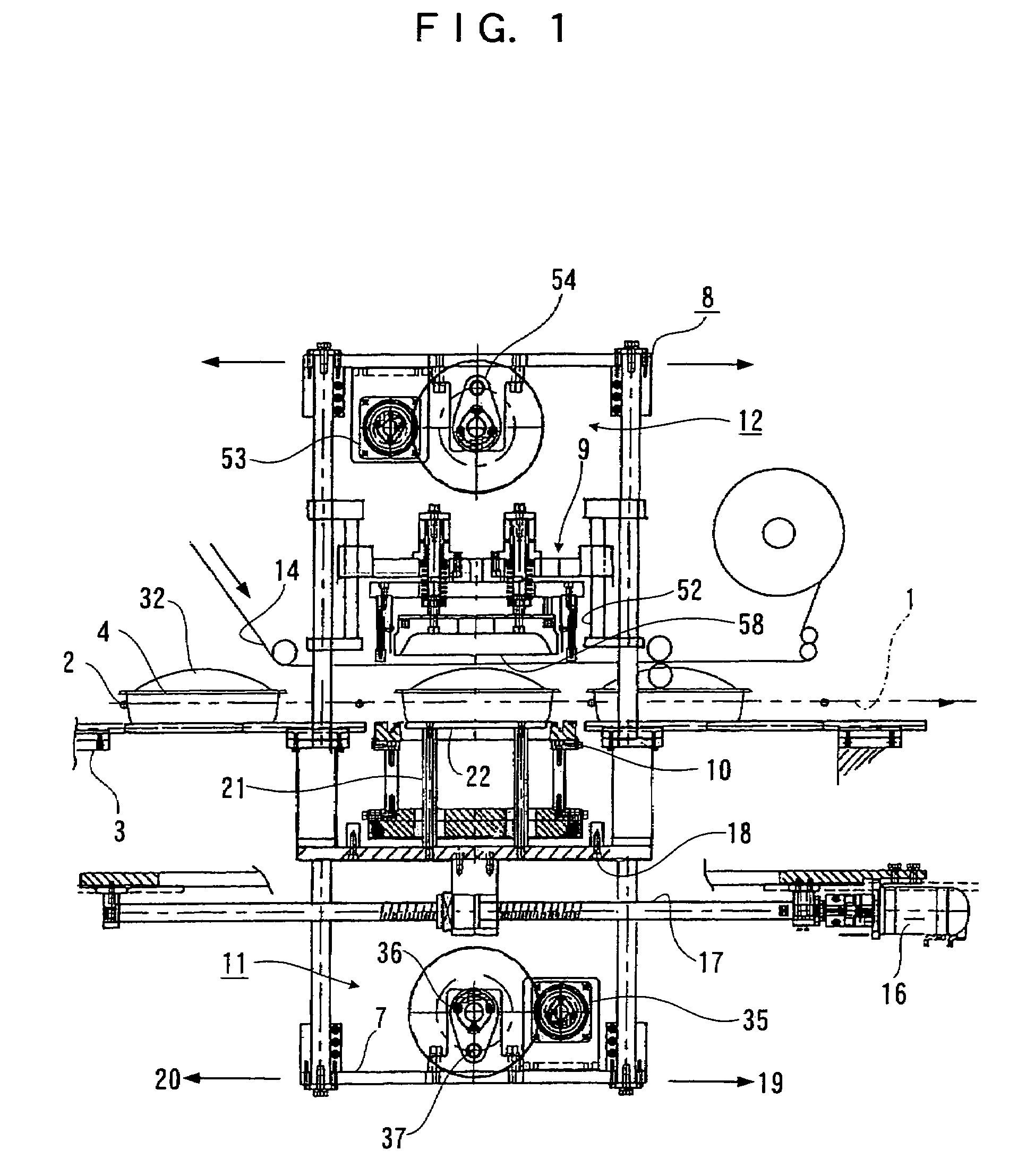 Packaging device for covering and sealing cover film onto tray